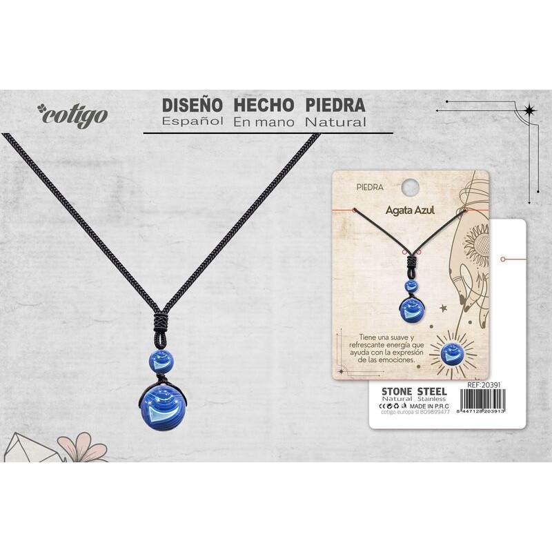 Colgante De Agata Azul De Bola 14 mm